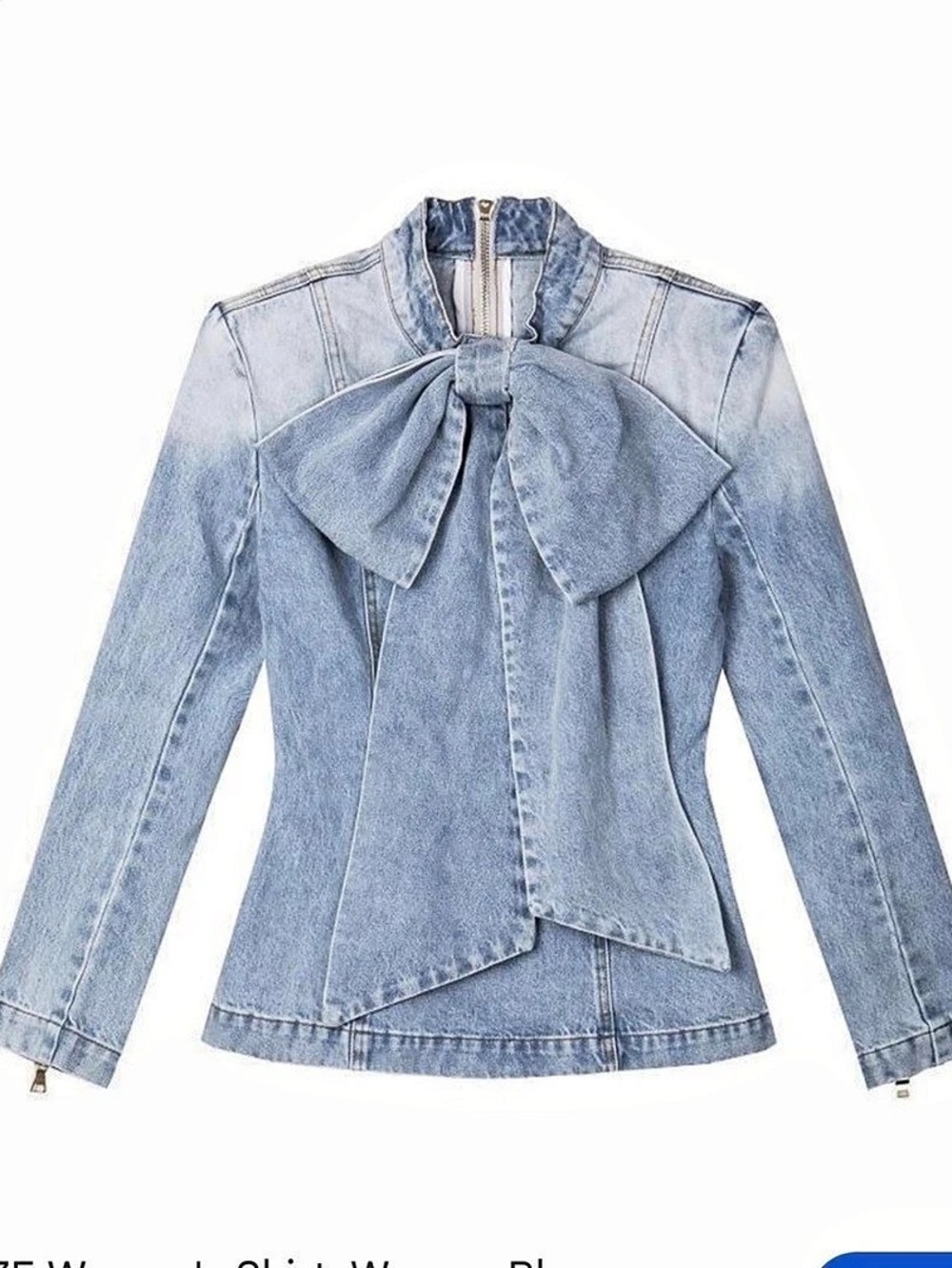 Two Twin Style Denim Bow Knot Jean Jacket in Blue NWT